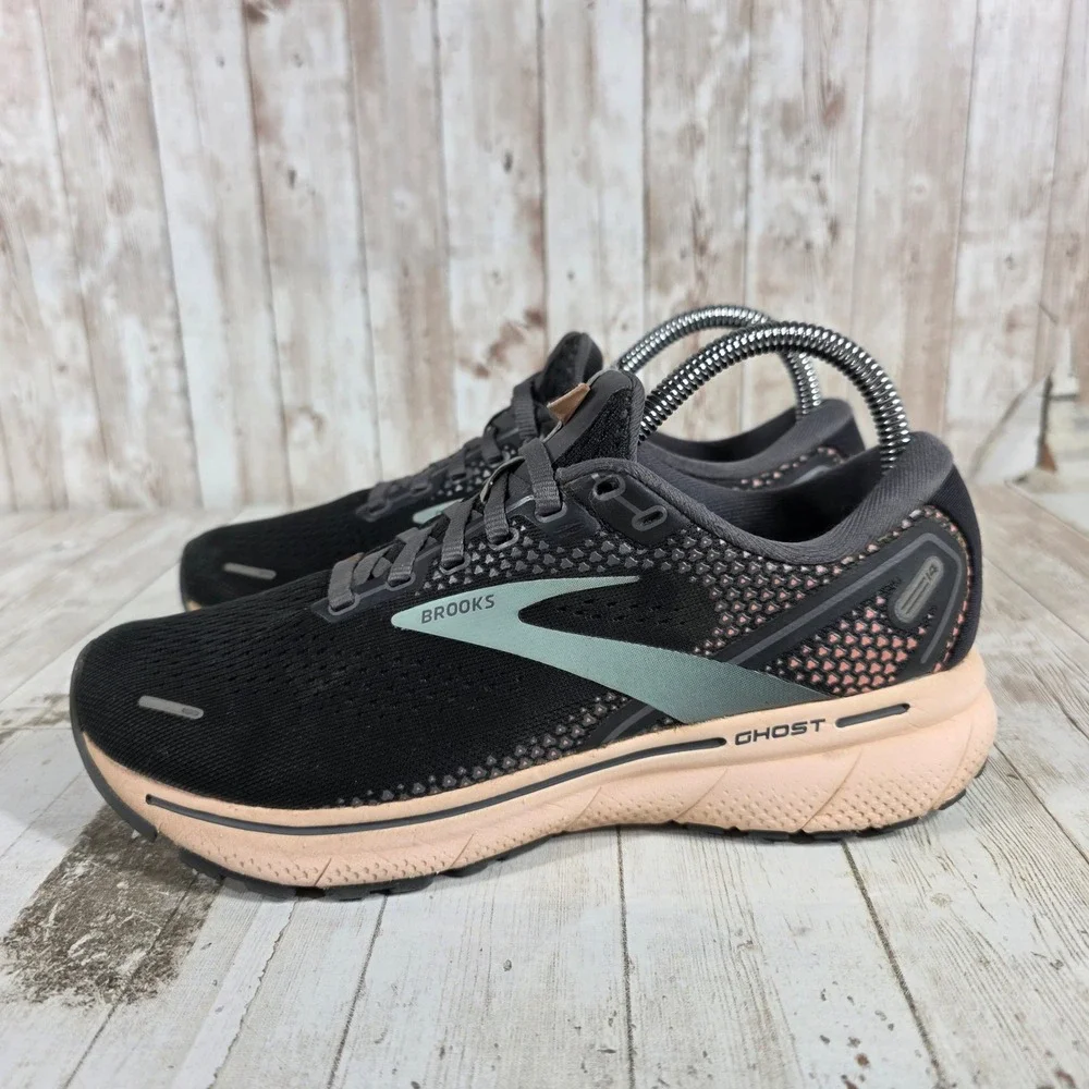 Brooks Ghost 14 Womens Running Shoes Black Peach 1203561B025 Size 7.5 Medium B‎